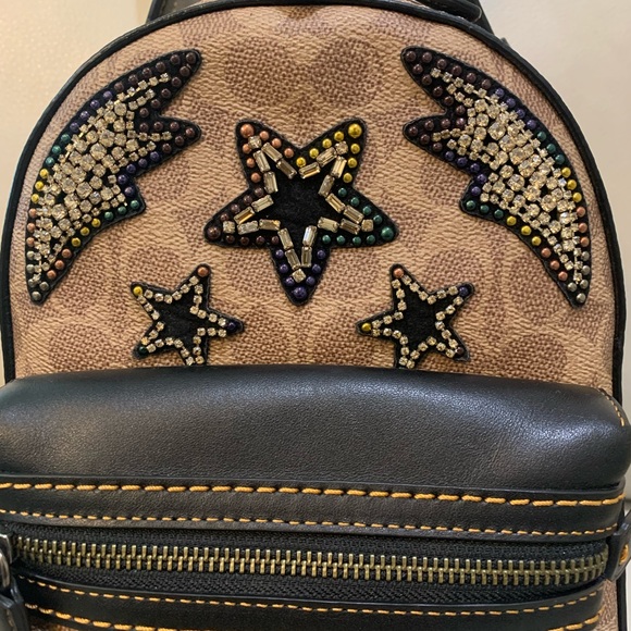 Coach Sig. Stud & Crystal Coated Canvas Backpack 23/ Coach Accordion Cardholder - Picture 2 of 16